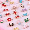 36Pcs Children Rings With Box Adjustable Rings Set Little Girls Cute Colorful Rings Dress Up Kids Gifts Jewelry Toy Finger Rings