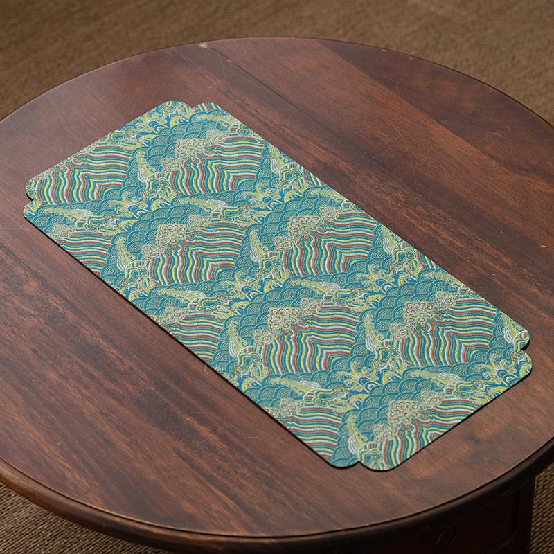 

New Chinese Style Double-Sided Brocade Tea Mat Home High-End Tablecloth Retro Desktop Hydrophilic Pad Dry Pour Tea Towel