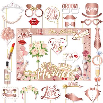 Wedding Decorations Bride To Be Paper Photo Booth Props Rose Gold Just Married Photo Frame Bridal Shower Bachelorette Party