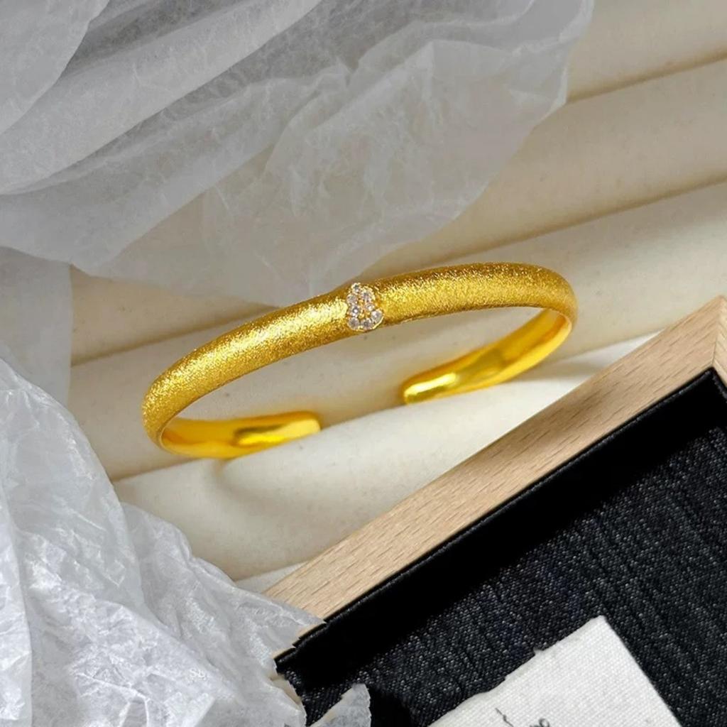 Brushed Gourd Open Bracelet for Women Niche, Light Luxury and High-end Feel