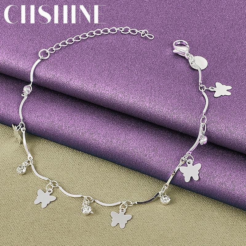 CHSHINE 925 Sterling Silver Charm Butterfly Bracelet For Women Wedding Party Fashion Jewelry