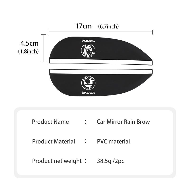 For Skoda 2PCS Car Rearview Mirror Eyebrow Rain Shade Rainproof Cover Visor S Kodiaq Octavia 2 3 Yeti Karoq Rapid Fabia VII VRS Xkzm13