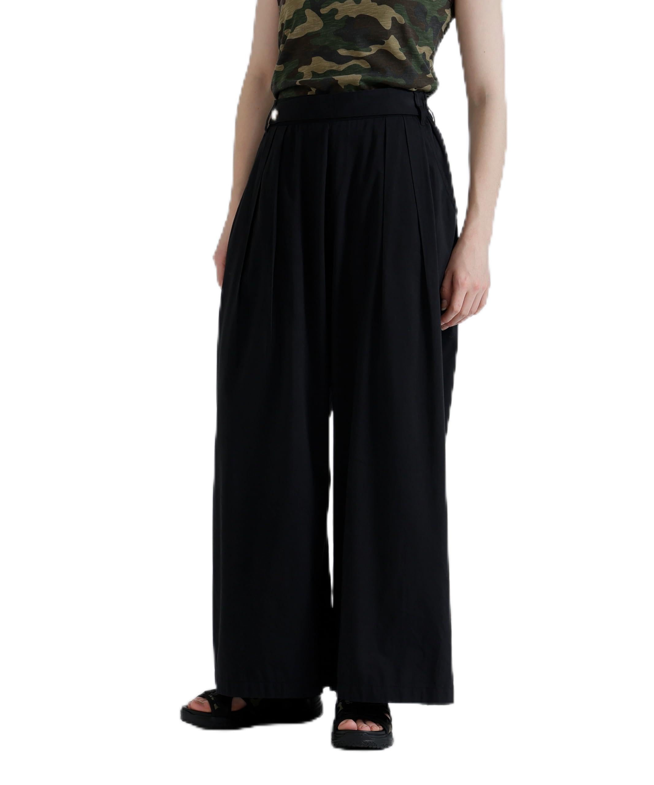

AVIREX DESIGN BELT TUCK DETAIL PANTS, Long Bottoms, Easy Waist, Casual, Loose Fit, Women s, One Size, 010 black, 783-6110601