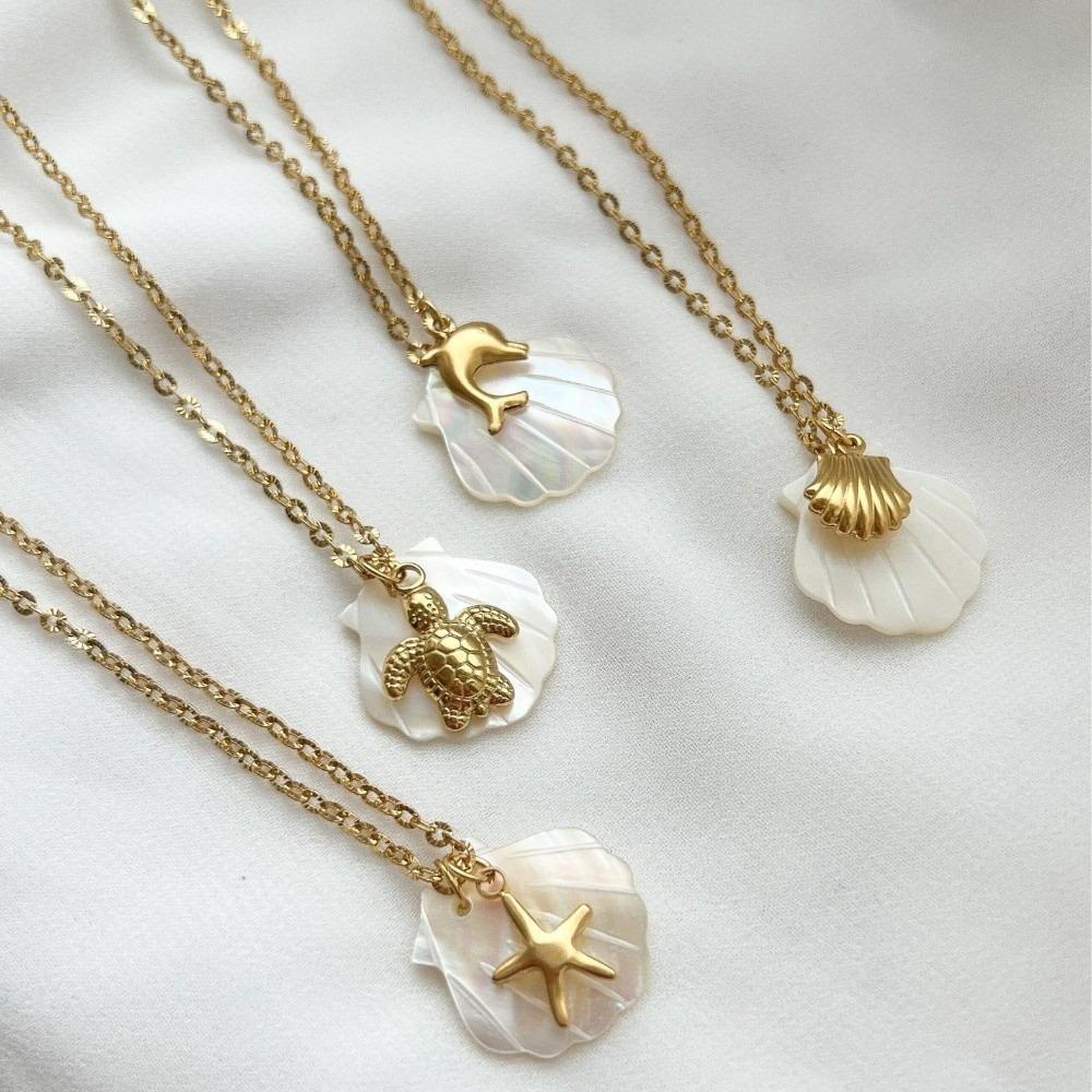 Fashion Shell Necklace Boho Style Sea Turtle Beach Choker Starfish Pendant Necklace Vacation