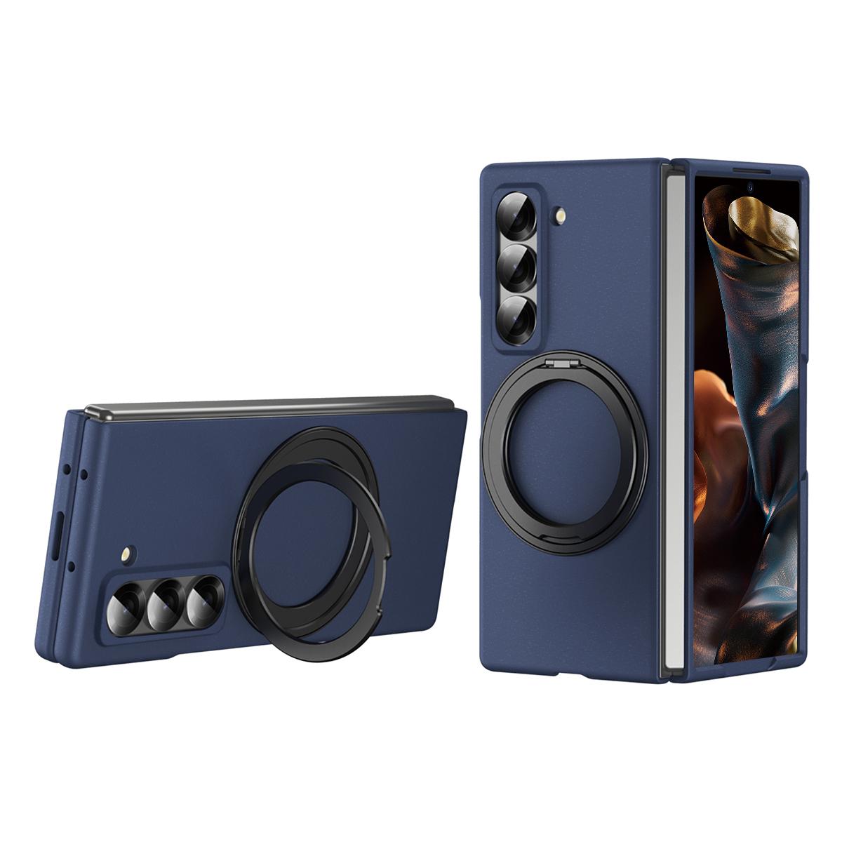 

Magnetic Phone Case for Samsung Galaxy Z Fold Special/Z Fold 6 Slim/W25 Ring Kickstand Hard PC Cover with Tempered Glass Screen Film Sapphire