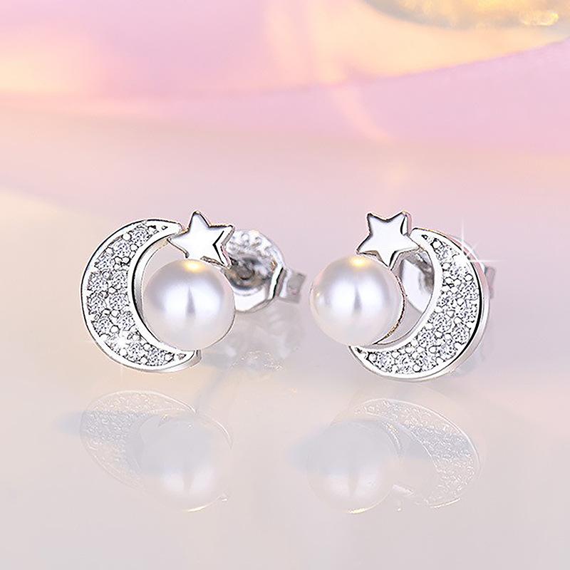 925 Sterling Silver Earrings stud Pearl For Women Exquisite Student Girlfriend Jewelry Accessories Wedding Fashion Gift