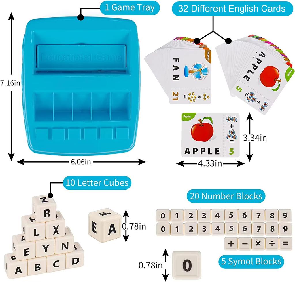 Juguetes Educativos Juegos de Aprendizaje para Niños 2 en 1 Emparejar Letra Ortografía Número Cognición Juego Temprano de Matemáticas para Niños Niñas Regalos
