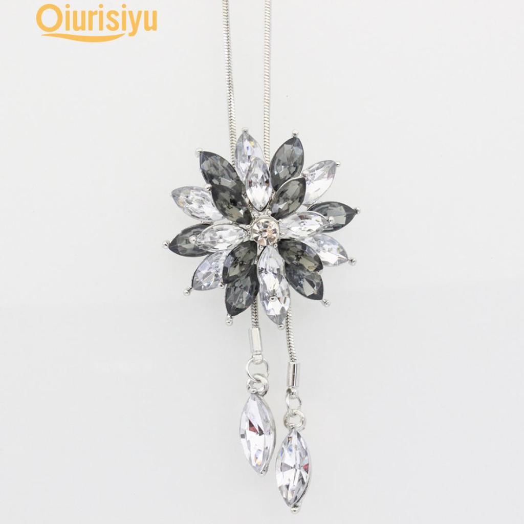 Women Rhinestone Snowflake Pendant Long Chain Sweater Necklace Jewelry Solid Women Rhinestone Snowflake Pendant Long Chain Sweater Necklace Jewelry Solid