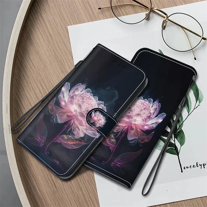 New Painted Case for Xiaomi Poco M6 X6 C65 Pro Wallet Case Xiomi Mi PocoM6 PocoX6 Pro PocoC65 Cartoon Flower Leather Book Cover