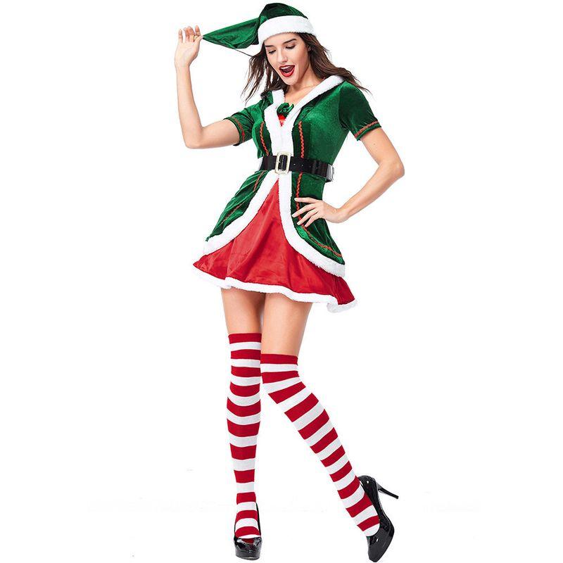 2023 Christmas New Green Christmas Elf Costume Party Role Play European and American Amazon