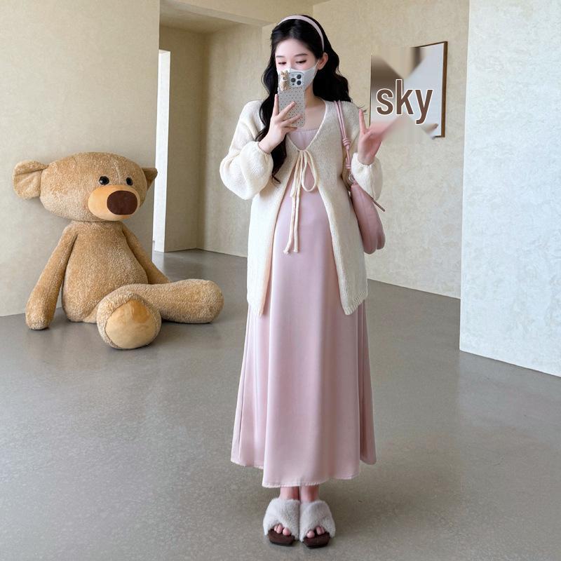 

2026 Spring Fashion Silky Satin Slip Dress & Cardigan Set L