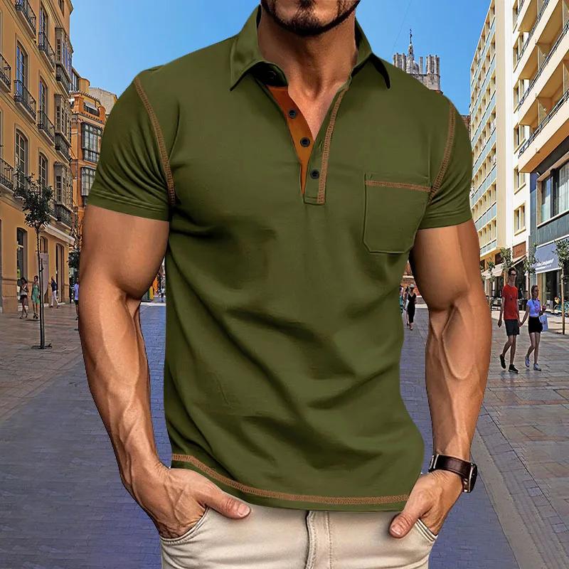 Casual Striped Short Sleeve Polo Shirt for Men, Ideal for Daily Wear