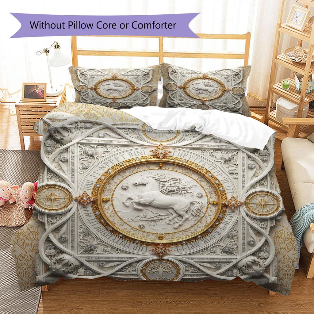 Embossedtotem Pattern Bedding Quilt Set Quilt Cover Pillowcase Home Decoration Birthday Gift (1 * duvet cover + 2 * pillowcase, without core)
