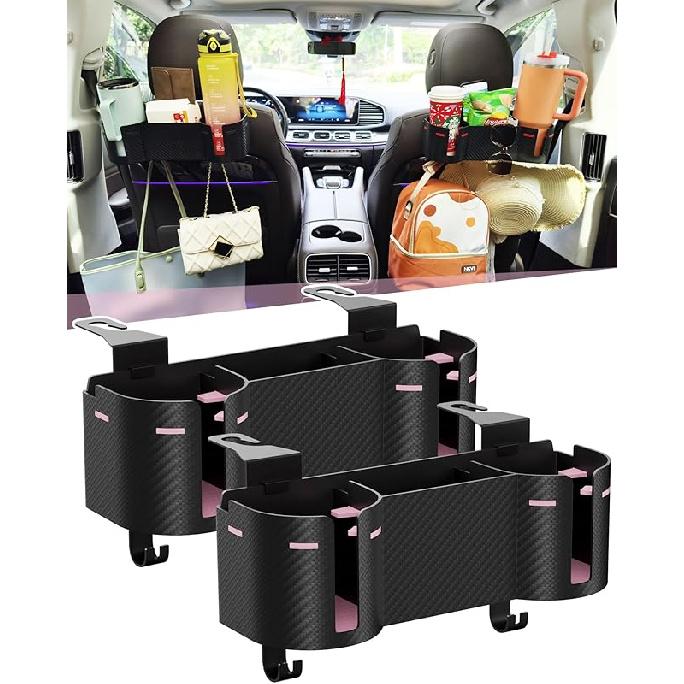 Car Headrest Backseat Cup Holder 3.7  With Organizer, High Capacity 4 In 1 Seat Back Organizer With Headrest Hooks, Multifunctional Storage For Car 1 PACK