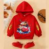 Soft Children Hoodie, Cartoon Racing Cars Splash Water Print Pullover Sweatshirt, Autumn Winter Casual Sport Long Sleeve Top For Kids Daily Wear
