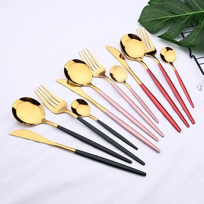 4 pz/set Oro Nero In Acciaio Inox Stoviglie Posate Da Tavola Coltello Colorato Forchetta Cucchiaino Posate Eco Friendly Per Il Partito
