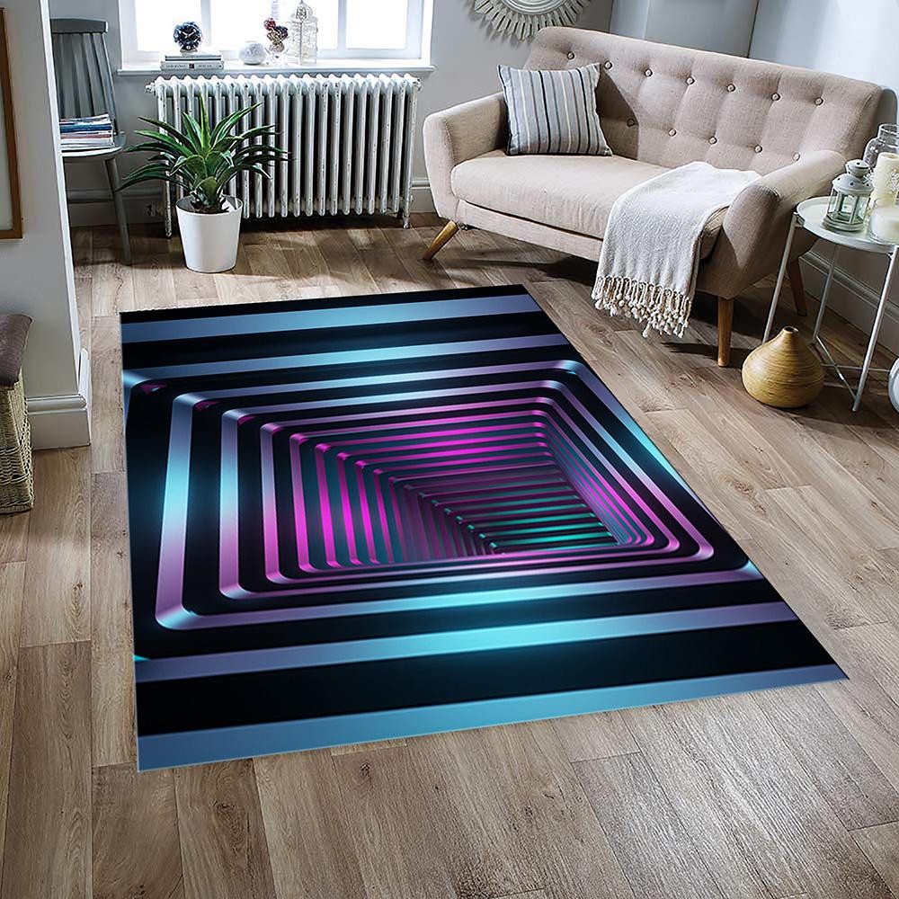 3D LED Lights Illusion Rug for Living Room Washable Floor Lounge Large Area Non Slip CarpetsTeen's Kids Boy Girl Room Decor Rug