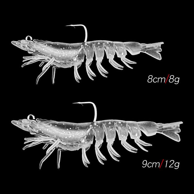 Lead Weighted Shrimp Lure Soft Bait Noctilucent Prawn Artificial Bait for Snakehead Black Fish