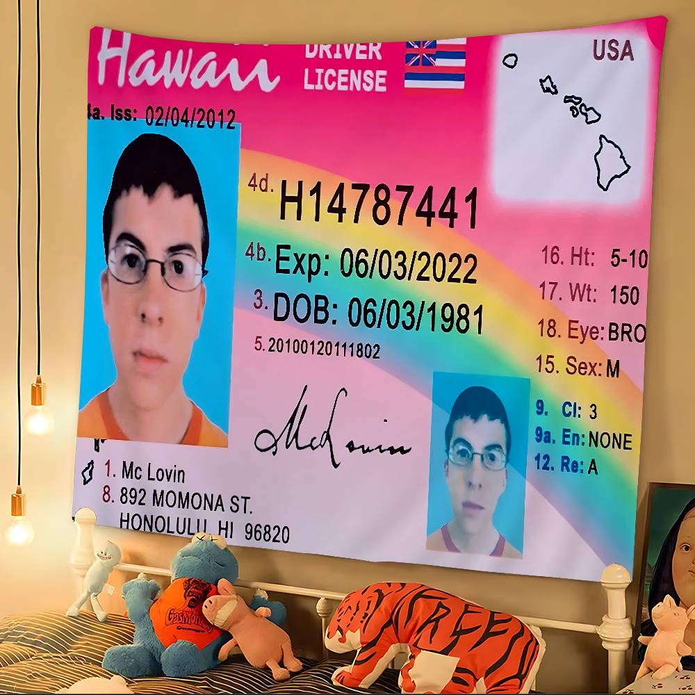 Mclovin Movie Superbad Printed Large Wall Tapestry Hanging Tarot Hippie Wall Rugs Dorm Cheap Hippie Wall Hanging