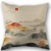 Boho Mountain Watercolor Art Print Pillowcase Wedding Decorative Linen Pillow Case For Home Pillow Cover 45X45(One Sides)