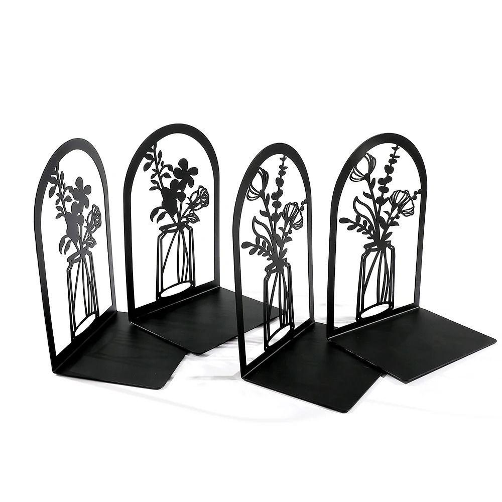

2Pcs Anti-Slip Office Supplies Hollow Book Rack Stand 2025 Metal Bookends 3