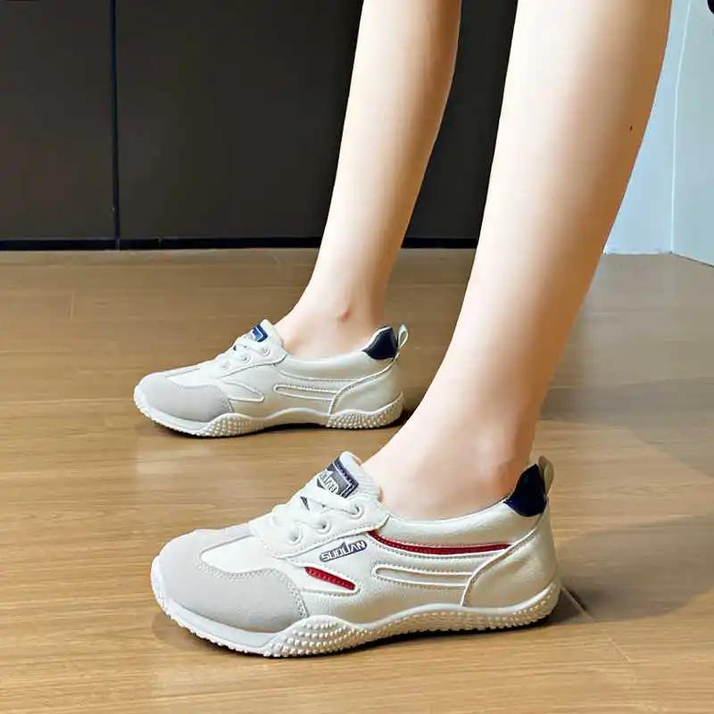 Fashion Thick Heeled Demi-season Women's Luxury Flat Casual Woman Summer Sneakers Flat Shoes Black Sports 2025 High-quality College