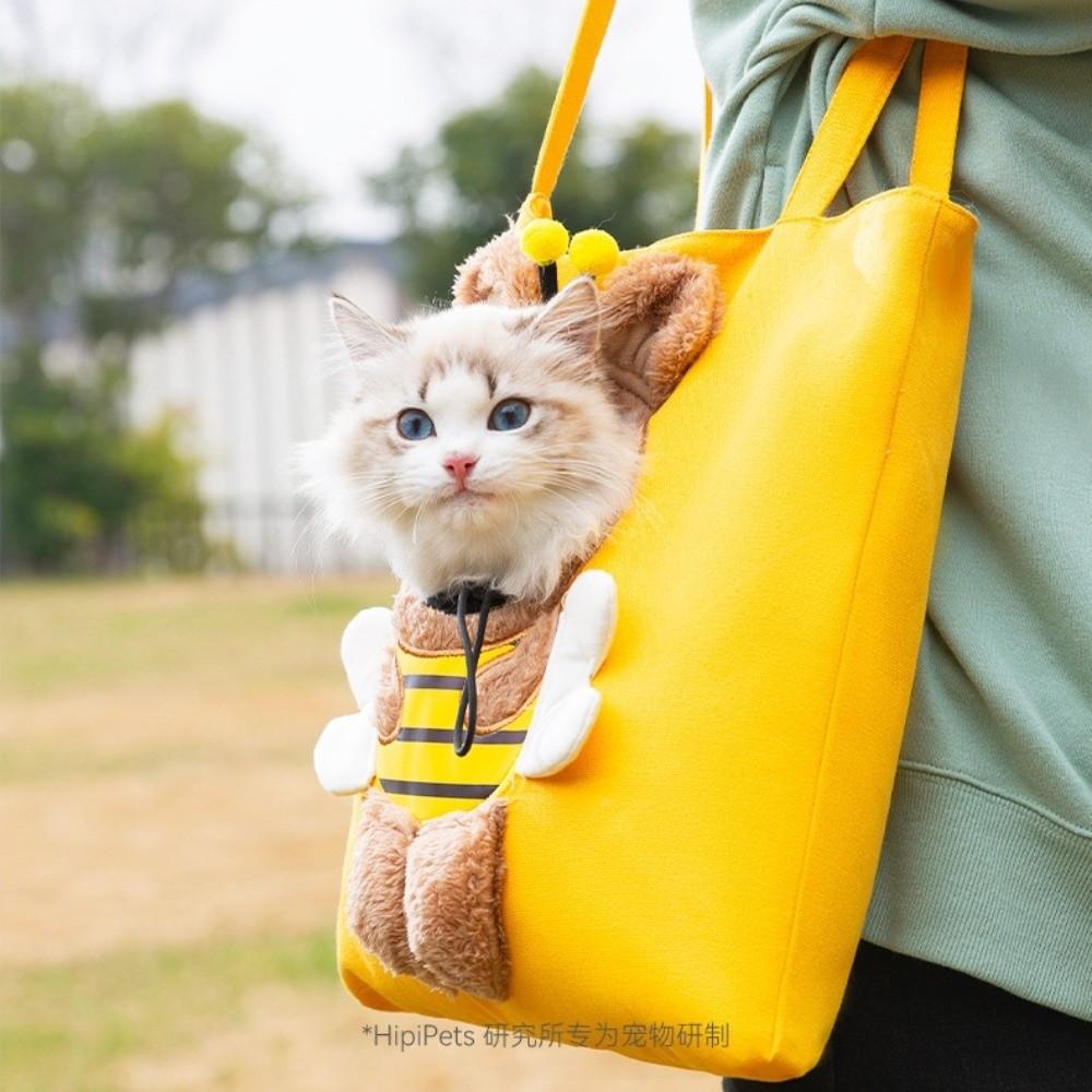 Bee Tote Bag Travel Cat Handbag Shoulder Bag Canvas Cats Dog Carrier Large Capacity Creative Outdoor Cat Carrier Bag Pet Travel