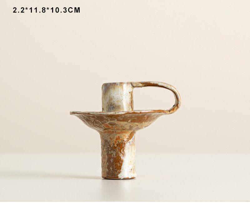 Vintage Ceramic Candle Holder, Ceramic Kiln Transformed Candle Ornament (Brown,2.2*11.8*10.3cm) коричневый