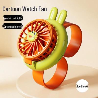 Cartoon Cute USB Rechargeable Portable Mini Handheld Fan Watch for Students and Children