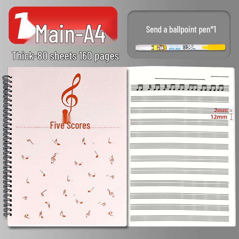 A4 Wide-Spaced Music Sheet Notebook for Beginners - Loose-Leaf, Thickened, Blank Pages for Children