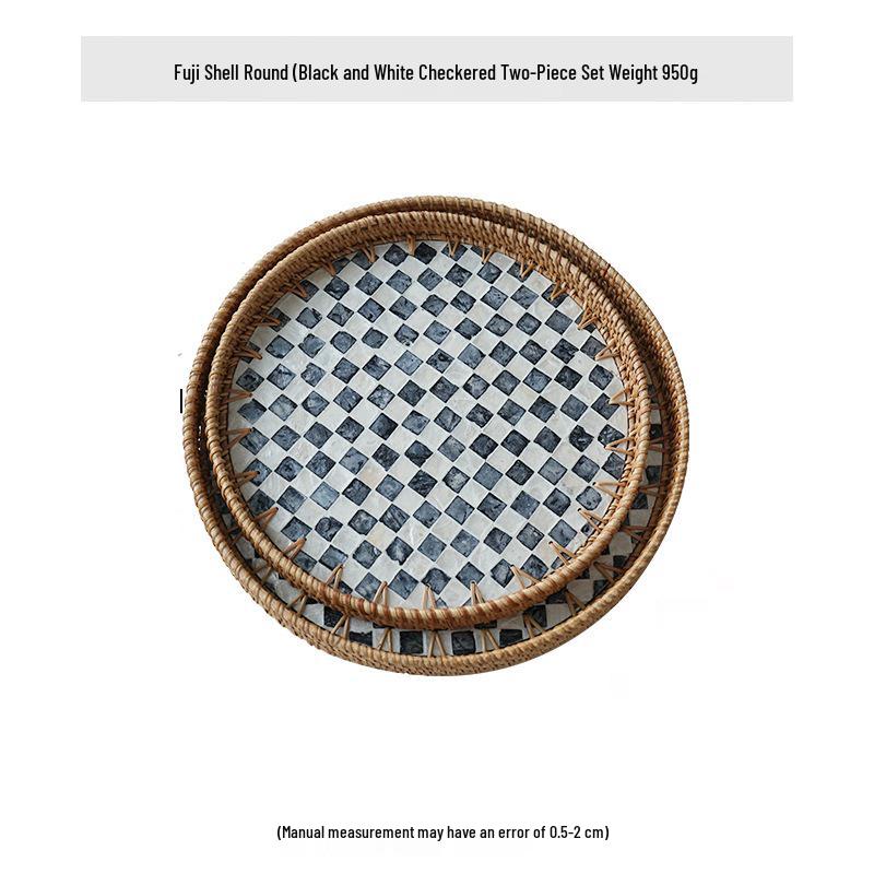 Handmade Rattan Round Light Luxury Tray for Picnic, Fruit, and Candy Storage in the Living Room or Restaurant.