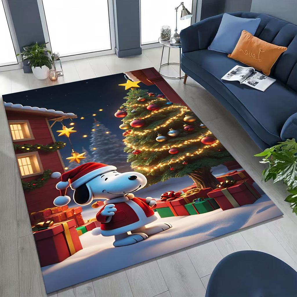 3D Cute Snoopy Dog Peanuts Art Cartoon Art Rug for Bedroom Living Room Sofa Home Doormat Decor, Large Kids Non-slip Floor Mat