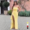 New Tube Top Dress European, American Spring and Summer Sexy Side Split Hip Skirt Evening Dress