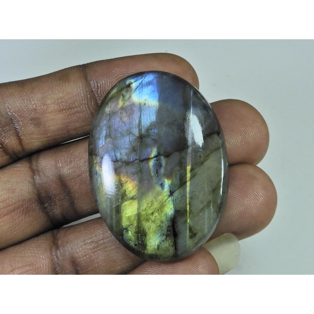 108Cts. Natural Purple Flash Labradorite Oval Cabochon Gemstone 31X43X08MM B-323