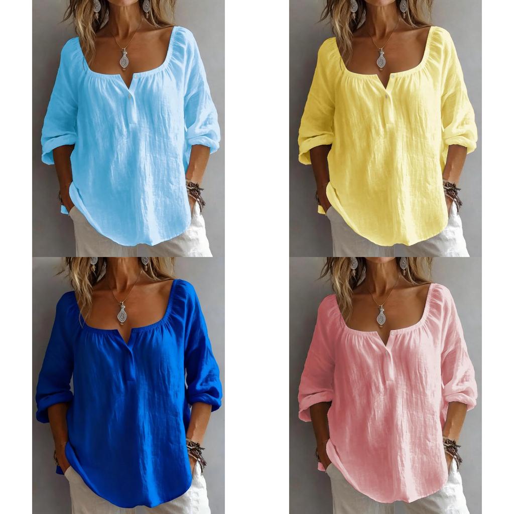 Casual Womens Vneck Long Sleeve T Shirt With Spliced Cotton Blend For Streetwear Style