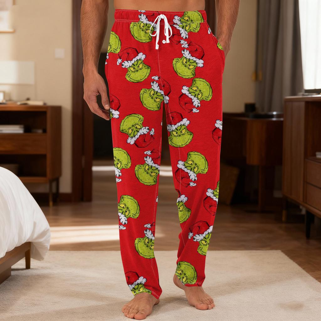 Men's Plain Knit Solid Pocket Casual Pants Home Pajama Pants