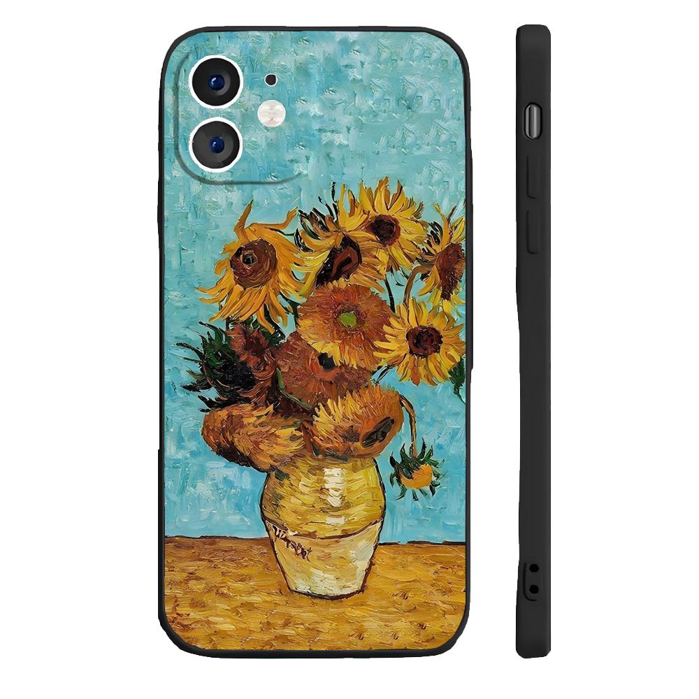 

Art Van Gogh Starry Sunflower Phone Case Silicone Soft For IPhone 16 15 14 13 12 11 Plus Pro Max Plus For IPHONE X