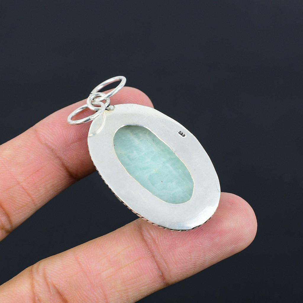 Daughters Day Deal Amazonite Gemstone Birthday Sister Pendant Jewelry 925 Silver