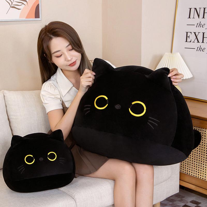 Black Cat Pet Stuffed Plush Toysets Cute Purple Ear Kitten Sofa Cushion Animal Plush Plushies Dolls Boys Girls Birthday Present Favors Gifts