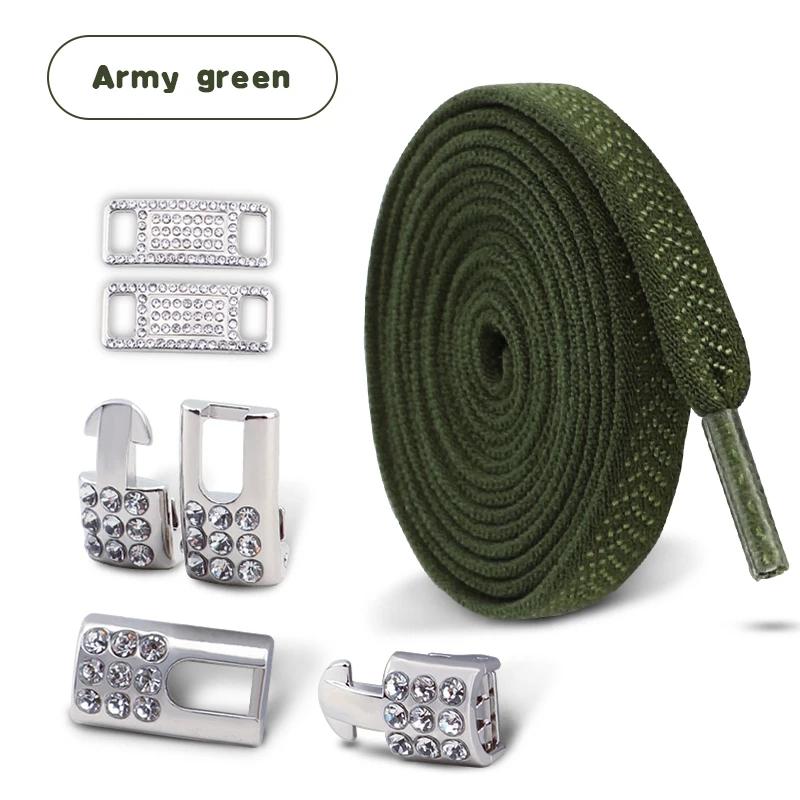 Tennis Silver Diamond Buckle Shoelaces No Tie Shoe Laces Elastic Laces Sneakers Without Ties Flat Shoelace for Shoes Accessories