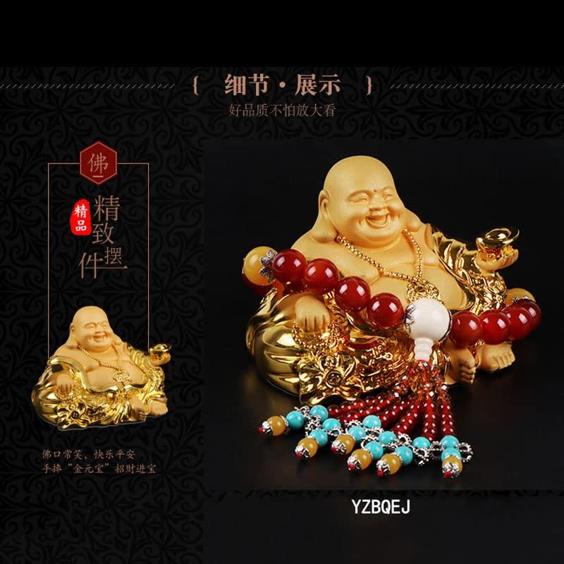 Buddha One of the Seven Lucky Gold Protects Against Brings Good Feng Shui Entryway Auspicious New Car Ornament Statue, Hotei, Gods, Figurine, Evil,
