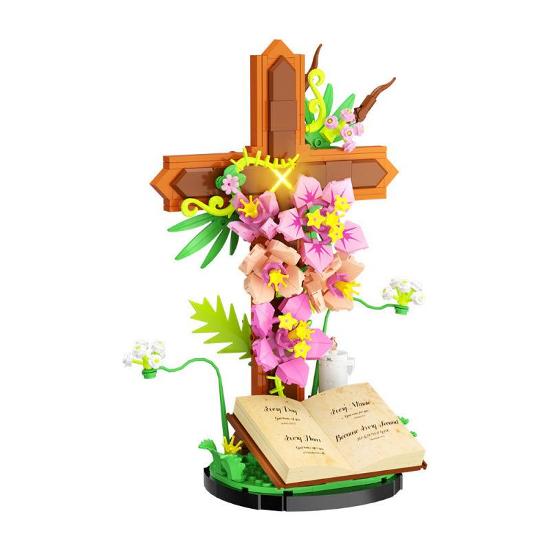 Interesting Toys Easter Jesus Cross Flower Building Block Set, Religious Cross Collection Compatible With Jesus Catholic Architectural Toys