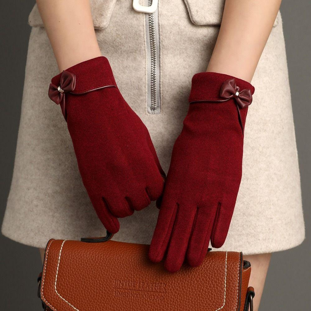 Gloves Suede Mittens Warm Gloves Female Gloves Full Finger Gloves Winter Gloves  Gloves