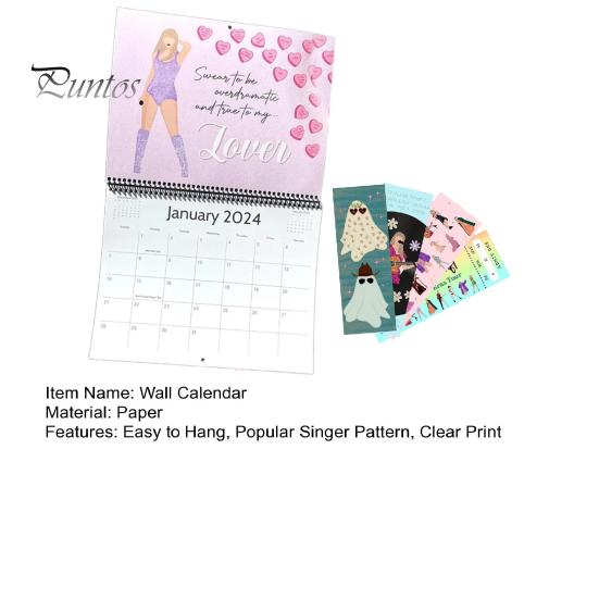 Eras T-our Nástěnný kalendář na rok 2024 2024 Obal hudebního alba Plakát Kalendář pro dívku Chlapec Dospívající Ložnice Nástěnná dekorace Dárek pro milovníky hudby