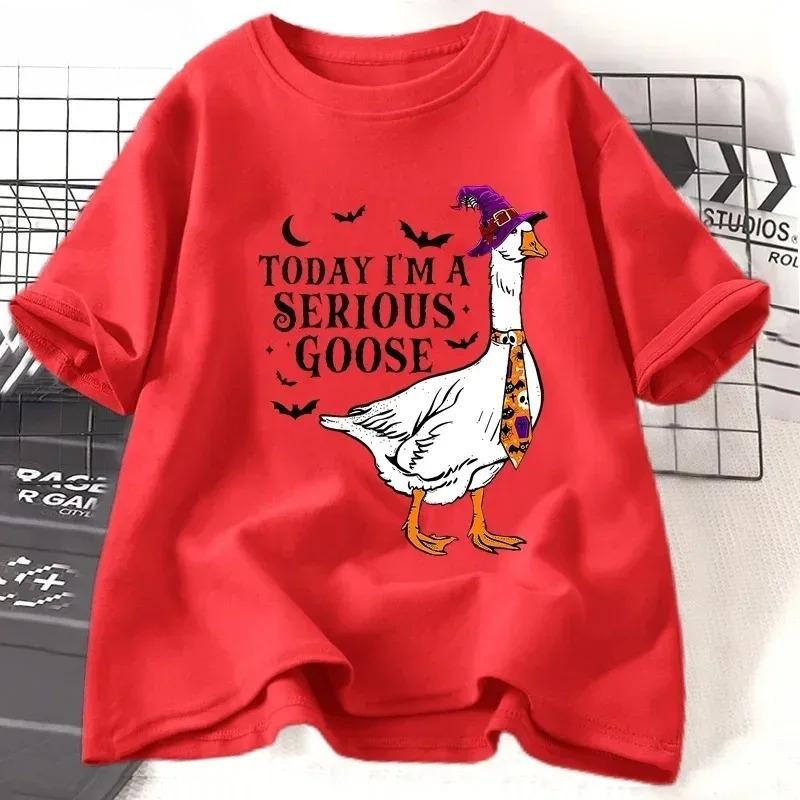 Today I Am a Serious Goose Tshirt for Women Satirizing Adults Humorous and Funny Goose Halloween Tshirt Casual Womens Tshirt