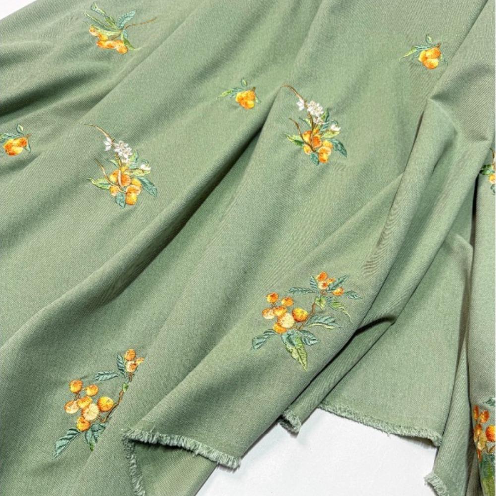100x150cm Loquat Fruit Embroidery Cloth Gradient Chiffon Fabric Transparent Hanfu Cloth Sewing Costume Party Clothing