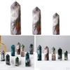 Crystal Hexagonal Column Metaphysical Balancing Water Plant Agate Moss Transparent Quartz