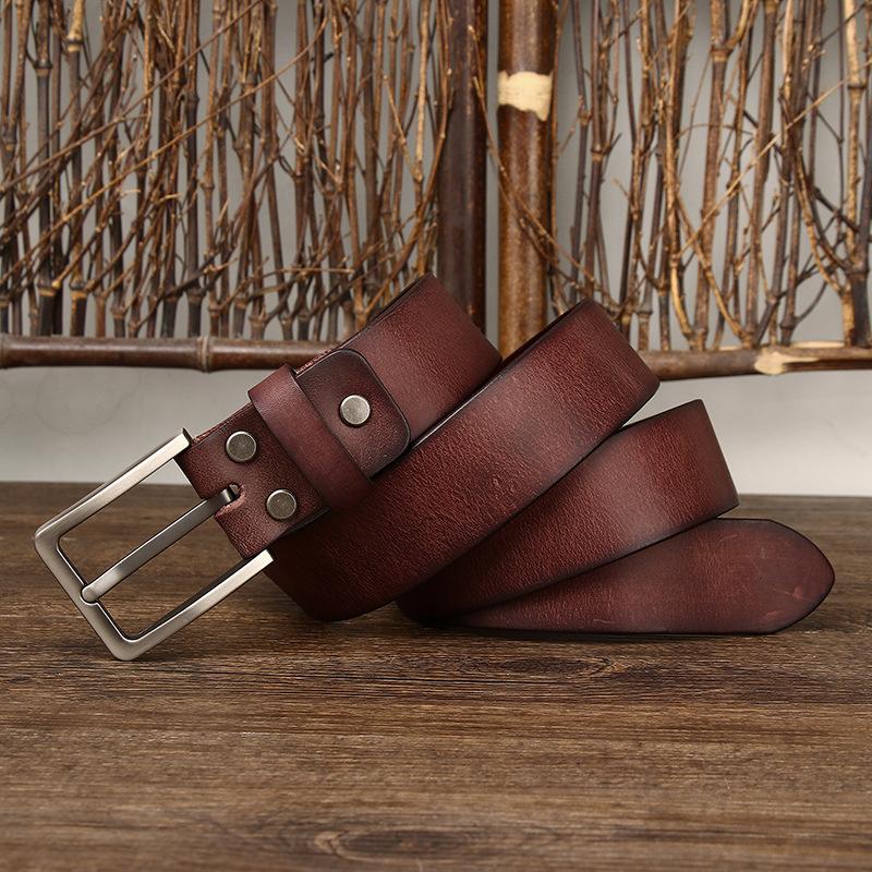 Belt Men's Korean-Style Simple Fashion All-Match Washed-out Vintage Genuine Cattlehide Leather Surface Belt