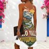 Women Plus Size Halter Criss Cross Cutout Sleeveless Printed Fitted Curved Hem Dress