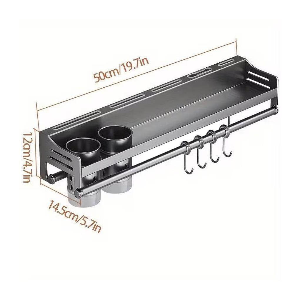 Wall-mounted Kitchen Organizer Shelf Spice Storage Rack Household Seasoning Chopsticks Knife Spoon Shovel Storage Holder